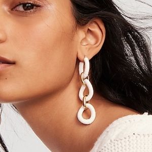 J.Crew Cotton raffia-wrapped chain earrings
